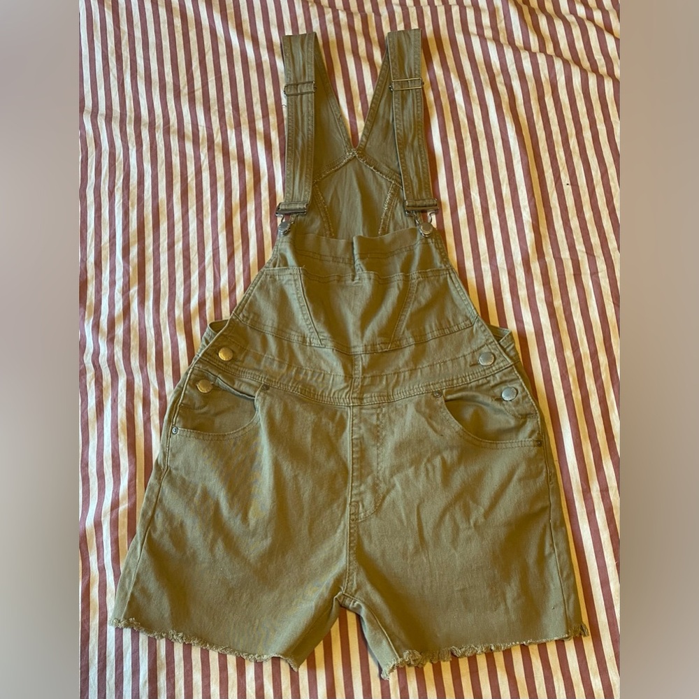 khaki Overall Shorts